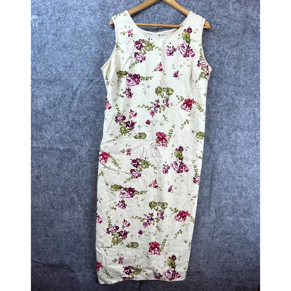Vintage Sheri Martin Dress 20W Linen Beige Prairie Country Modest